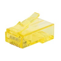 Monoprice 8P8C RJ45 Plug with Inserts for Solid Cat6 Ethernet Cable, 100 pcs/pack, Yellow