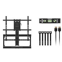 Monoprice Above Fireplace Pull-Down Full-Motion Articulating TV Wall Mount w/ Floating Soundbar Mount For TVs 42in to 65in, Max Weight 62 lbs, VESA Patterns Up to 600x500, Rotating, Height Adjustable
