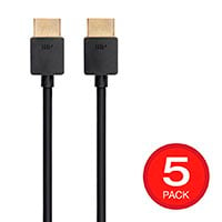 Monoprice 8K Slim Ultra High Speed HDMI Cable 3ft - 48Gbps Black - 5 Pack