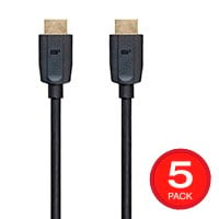 Monoprice 8K Ultra High Speed HDMI Cable 6ft - 48Gbps Black - 5 Pack