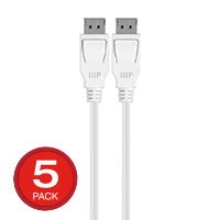 Monoprice Select Series DisplayPort 1.4 Cable, 6ft White, 5-Pack