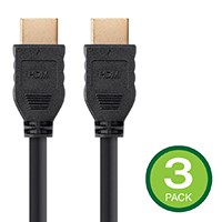 Monoprice 4K No Logo High Speed HDMI Cable 4ft - CL2 In Wall Rated 18 Gbps Black - 3 Pack