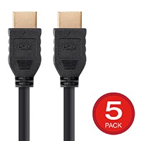 Monoprice 4K No Logo High Speed HDMI Cable 4ft - CL2 In Wall Rated 18 Gbps Black - 5 Pack