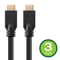 Monoprice 4K No Logo High Speed HDMI Cable 20ft - CL2 In Wall Rated 18 Gbps Black - 3 Pack