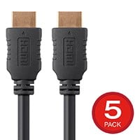 Monoprice 4K High Speed HDMI Cable - 4K@60Hz, HDR, HDR10, Dolby Vision, 18Gbps, YUV 4:4:4, 28AWG, With Ferrite Cores, 5 Feet, Black - 5 Pack
