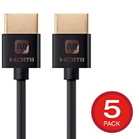 Monoprice 4K Slim High Speed HDMI Cable 1ft - 18Gbps Black - 5 Pack