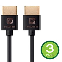 Monoprice 4K Slim High Speed HDMI Cable 6ft - 18Gbps Black - 3 Pack