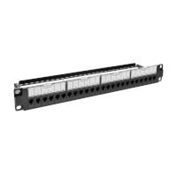 Monoprice Cat6 24-port Patch Panel with Loaded Inline Coupler Type Feedthrough Keystone Jack, 1U, with Wire Support Bar
