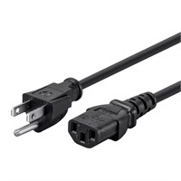 Monoprice Power Cord - NEMA 5-15P to IEC 60320 C13, 14AWG, 15A/1875W, 3-Prong, Black, 1ft, 6-Pack