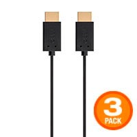 Monoprice 4K UltraFlex Small Diameter High Speed HDMI Cable 2ft - 18Gbps Black - 3 Pack