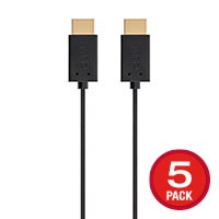 Monoprice 4K UltraFlex Small Diameter High Speed HDMI Cable 1ft - 18Gbps Black - 5 Pack