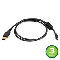 Monoprice USB Type-A to Micro Type-B 2.0 Cable - 5-Pin 28/24AWG Gold Plated Black 3ft, 3-Pack