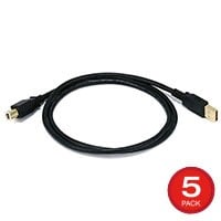 Monoprice USB Type-A to USB Type-B 2.0 Cable - 28/24AWG Gold Plated Black 3ft, 5-Pack
