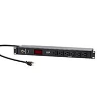 Monoprice 14 Outlet Metal 1U Rackmount PDU Power Distribution Unit with Ampere Meter, 8 Rear 6 Front NEMA 5-15R Outlets, 15A Circuit Breaker, 6ft Cord