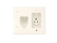 Monoprice Recessed Low Voltage Cable Wall Plate with Recessed Power - White