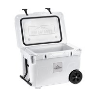 Pure Outdoor by Monoprice Emperor 50 Rotomolded Portable Wheeled Cooler 13.2 Gal, White