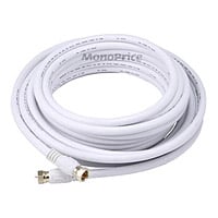 Monoprice 25ft RG6 (18AWG) 75Ohm, Quad Shield, CL2 Coaxial Cable with F Type Connector - White