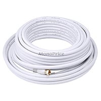 Monoprice 50ft RG6 (18AWG) 75Ohm Quad Shield CL2 Coaxial Cable with F Type  Connector - White