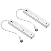 STITCH by Monoprice Wireless Smart Power Strip, 4 Individually Controlled Outlets, 2 Always-On USB Ports 15A, Works with Alexa and Google Home for Touchless Voice Control, No Hub Required (2-pack)