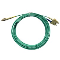 Monoprice OM4 Fiber Optic Cable - LC/SC, UL, 50/125 Type, Multi-Mode, 10GB, OFNR, Aqua, 1m, Corning