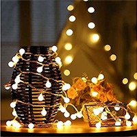 Warm White Led Globe String Lights - Battery Operated 12Ft Waterproof for Indoor Outdoor Party Garden Patio Holiday Thanksgiving Christmas Decorations