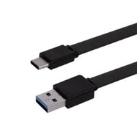 Monoprice Flat USB-C to USB-A 3.2 Gen1 Charge and Sync Cable  5Gbps  3A  Black  6ft