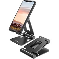 Fully Foldable, Adjustable Desktop Phone Holder Cradle Dock Compatible with Phone 11 Pro Xs Xs Max Black