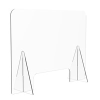 Monoprice Clear Acrylic Plexiglass Sneeze Guard Protective Shield Desk Barrier Small Size 31.5in x 23.6in x 9.0in