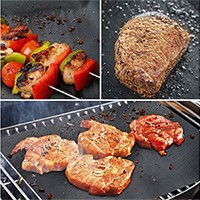 TACKLIFE  Reusable Grill Mat Non-Stick BBQ Grill heavy Duty Set of 4 black 16" x 13" for Grilling Baking for Charcoal Gas or Electric