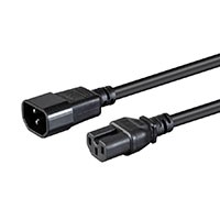 Monoprice Heavy Duty Power Cable - IEC 60320 C14 to IEC 60320 C15, 14AWG, 15A, SJT, 125V, Black, 8ft