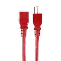 Monoprice Power Cord - NEMA 5-15P to IEC 60320 C13, 14AWG, 15A/1875W, 125V, 3-Prong, Red, 2ft