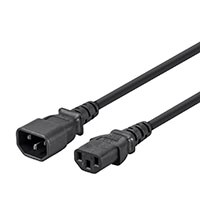 Monoprice Extension Cord - IEC 60320 C14 to IEC 60320 C13, 16AWG, 13A/1625W, 125V, 3-Prong, SJT, Black, 1ft