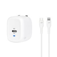 Monoprice iPhone Pro Charging Bundle - MFi Certified 1.2m (4ft) Rapid Charge Cable and 20W 1-port PD GaN Technology Foldable Wall Charger White, Power Delivery for iPad, iPhone 12/11/Pro/Max/XR/XS/X