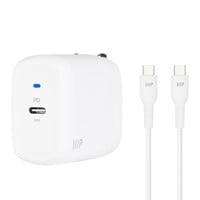 Monoprice iPad Pro Charging Bundle - 30W 1-port PD GaN Technology Foldable Wall Charger and 1.8m (6ft) Fast Charge USB-C Cable for MacBook Pro/Air, Laptops, Pixel, Galaxy & More, White