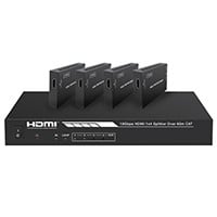 Monoprice Blackbird 4K HDMI 2.0 1x4 Splitter Extender --Complete Solution Kit-- 18Gbps, HDR, 4K@60Hz, YCbCr 4:4:4, HDCP 2.2, Cat6/6a/7 with IR, Loop Out, EDID, POC with 4 Receivers, 60m, 197ft