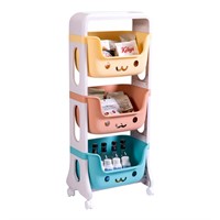 Kids Toy Storage Organizer 3-Tier Rolling Cart Playroom Decor Doll Activity Rack Shelf Plastic Bins