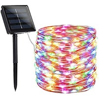 Solar Powered String Light 32ft Copper Wire Lights, Multi-Colored 100 LED Fairy Lights, Indoor Outdoor Waterproof Solar light, Holiday Thanksgiving Christmas Decorations