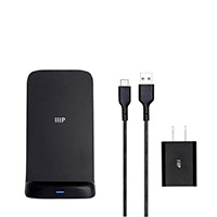 Monoprice Wireless Charger, Qi-Certified 15W Fast Wireless Charging Stand with QC3.0 AC Adapter for iPhone 12/12 Pro/11/11 Pro/XR/XS/X/8/8+/Airpods, Galaxy S21/S20/Note 10/Note 10+/S10/S10+/S9/S8