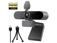 2K 1440P Auto Focus Webcam with Mic for desktop & Laptop High Definition HD USB web Cam for video conferencing with Privacy Cover 