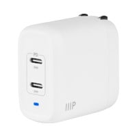 Monoprice USB-C Charger, 40W 2-port PD GaN Technology Foldable Wall Charger White, Power Delivery for iPad Pro, iPhone 12/11 / Pro/Max/XR/XS/X, Pixel, Galaxy, and More