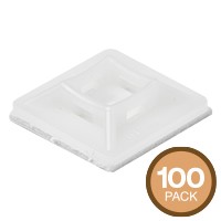 Monoprice Self Adhesive Cable Tie Mounts with Mounting Hole, 0.75x0.75 in, 100 pcs/pack, White, ABS Type Approval