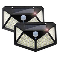Solar Lights Outdoor 100 LED Motion Sensor Light IP65 Waterproof Ultra-Bright Wall Light with 3 Working Models (2 Pack)