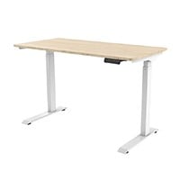 Monoprice WFH Single Motor Height Adjustable Motorized Sit-Stand Desk with Solid-core Natural Wood Top, White