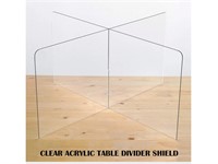 4 Way Sneeze guard table divider for 4 persons, Clear Thick Acrylic Shield for round and square tables, Cafeteria, Office, School, Restaurant, Break Room