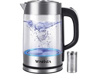 MOSFiATA Electric Kettle with Tea Infuser, 2L Large Capacity Stainless Steel Filter, BPA Free, 1500W Fast Boil Glass Tea Kettle with LED Light 