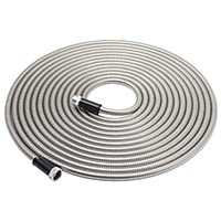 50 Foot Garden Hose Stainless Steel Metal Water Hose Tough & Flexible, Lightweight, Crush Resistant Aluminum Fittings, Kink & Tangle Free, Rust Proof, Easy to Use & Store