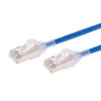 Monoprice Cat6A 1ft Blue Component Level Patch Cable, Double Shielded (S/FTP), 30AWG, 10G, CM Pure Bare Copper, Snagless RJ45, SlimRun Series Ethernet Cable