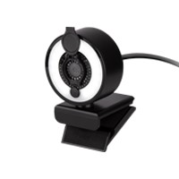Monoprice 2K USB Webcam Online Web Meeting Camera with LED Light Ring and Lens Cover