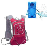 Hydration Backpack with BPA Free Bladder Unisex, Water Resistant, Durable, Light Weight, Adjustable Sizing. Great for Hiking, Running, Biking, Camping (Red)
