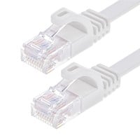 Monoprice Cat6 25ft White Flat Patch Cable, UTP, 30AWG, 550MHz, Pure Bare Copper, Snagless RJ45, Flexboot Series Ethernet Cable